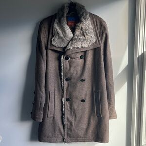 Opening Ceremony wool coat with fur trim